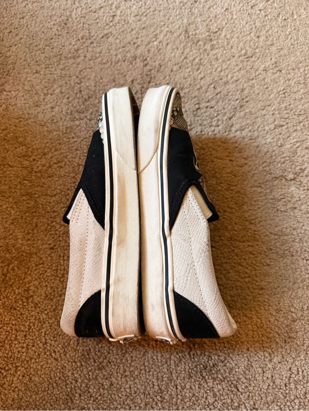 Vans Black & White Slip-On Sneakers with Snake Artwork - Picture 2 of 5
